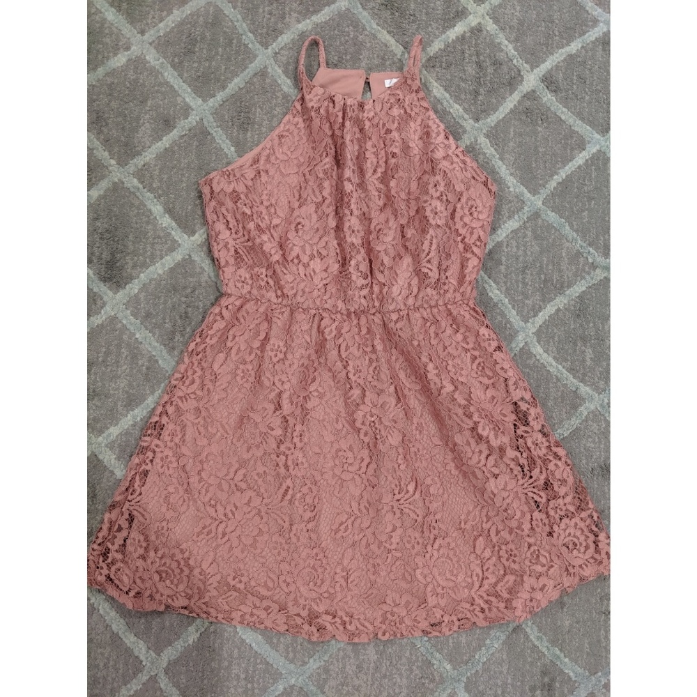 SOLD Mauve Lace Halter Dress